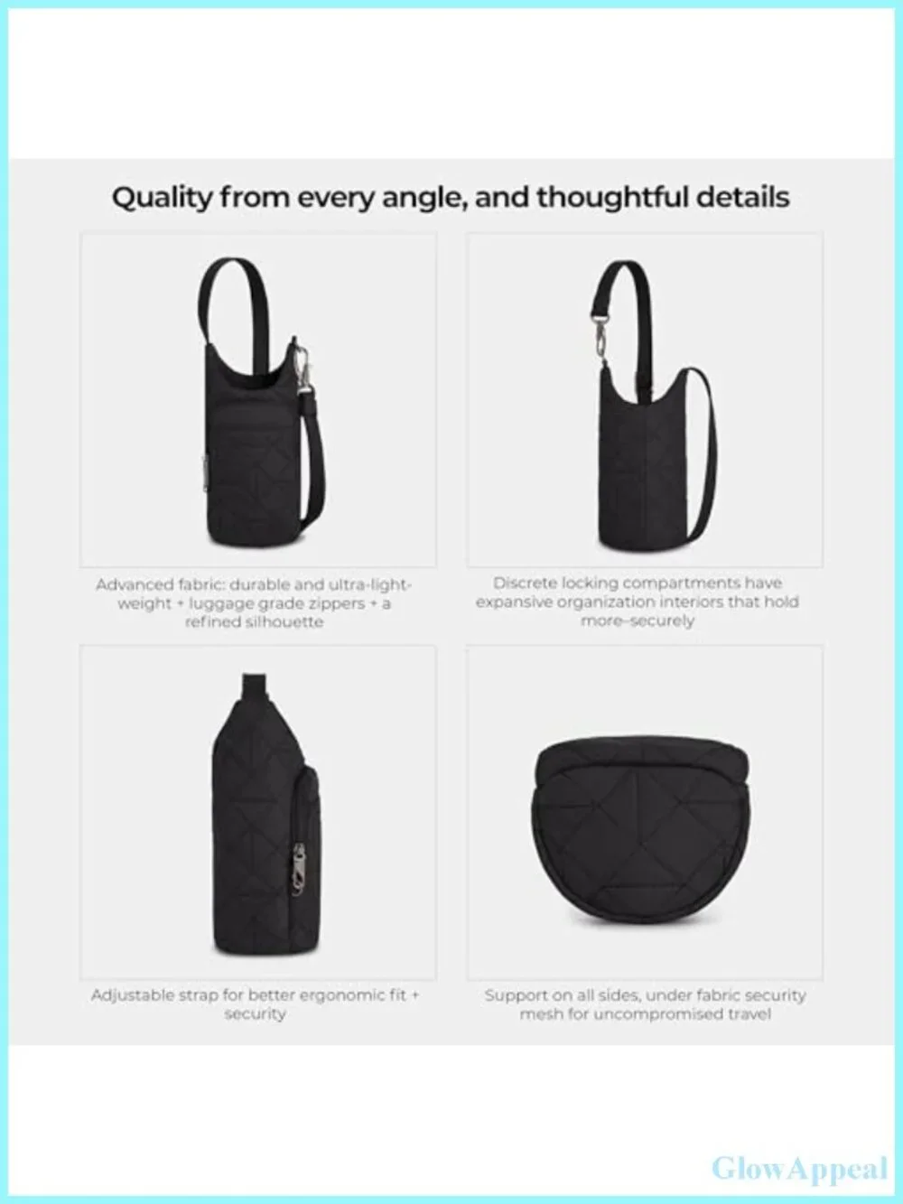 Anti-Theft Insulated Water Bottle Tote with RFID Blocking, Slash-Resistant
